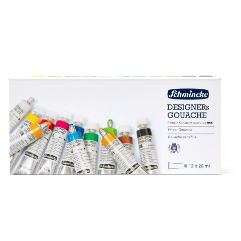 Schmincke Gouachefarbe Designers HKS, Set 12 Tuben á 20 ml im Kartonset