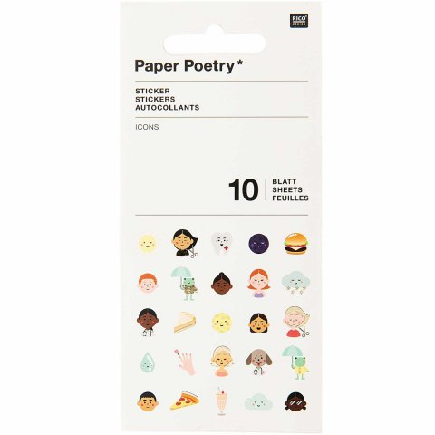 Paper Poetry Sticker Book 70 x 150 mm, 10 sheets, icons