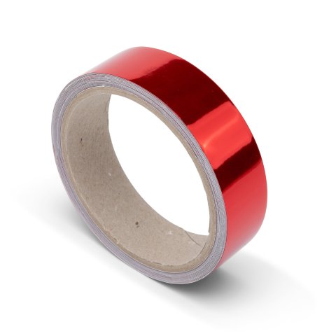 Nastro adesivo a specchio Aslan, riflettente su un lato CA24, PVC/PET, rosso, l = 25 mm, l = 4,8 m