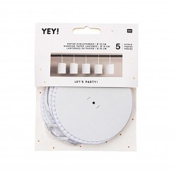 Zuglaterne aus Papier, ø 10 cm, 5 Stück, weiß