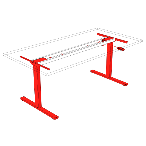 Modulor Table Frame T, height adjustable Standard, IC column 50x80mm, skid 1, rocker, schwa.