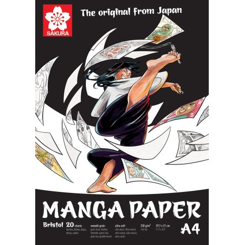 Sakura drawing pad Bristol Manga 250 g/m² 210 x 297 mm, DIN A4, 20 sheets, white