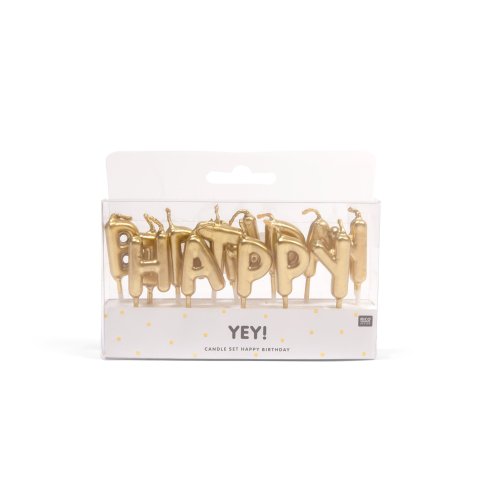 Dekokerzen 'Happy Birthday' 13-teilig, gold