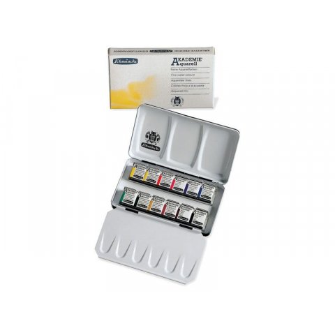 Accademia dell'acquerello Schmincke, set Set da 12 in scatola di metallo, 1/2 godet (75112)