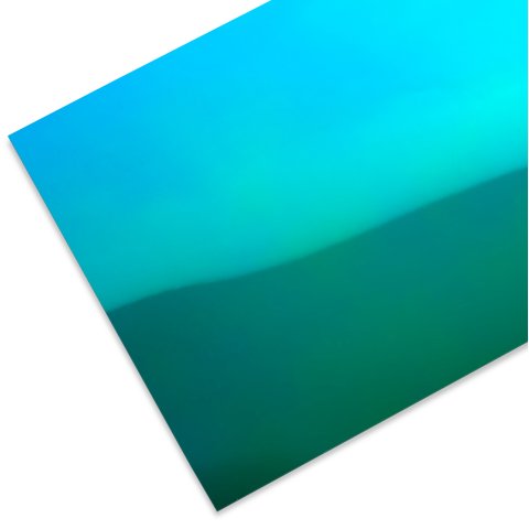 Poliestireno espejado, de color, liso verde iridiscente 1 x 250 x 500 mm