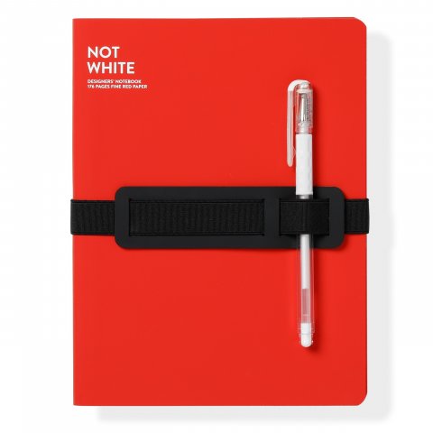 Nuuna Notizbuch Not White L, 165 x 220 mm, rote Seiten, weißer Stift, Band