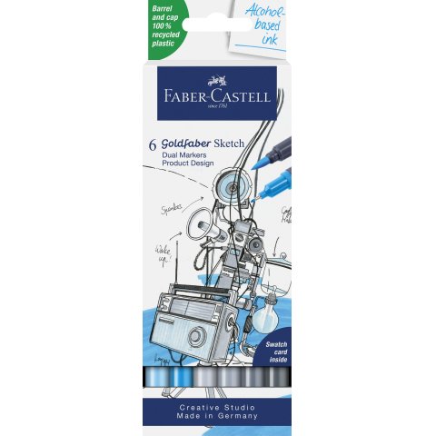 Faber-Castell Sketch Marker Set 6 Pinselstifte, Produktdesign