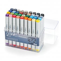 Copic Marker, set of 36, basic set of 36, 10 grey, black 100, 0 & 24 colors