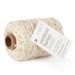 Cotton Lurex Twist Baumwollschnur m. Metallicfaden, ø ca. 2 mm, l = 50 m, gold/naturweiß
