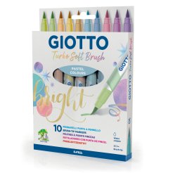 Giotto Brush Pen Turbo Soft Brush Set, 10 pencils in cardboard case, delicate colors