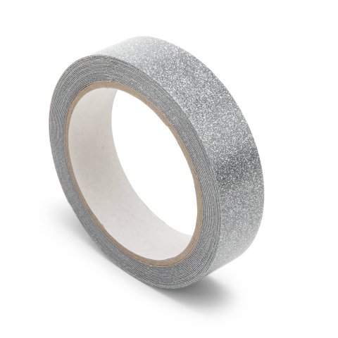 Nastro glitterato Aslan SparkleColour SC123, PET, argento, l = 25 mm, l = 5 m