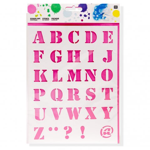 Soft stencil, self-adhesive 185 x 245 mm, letters and punctuation marks (985)