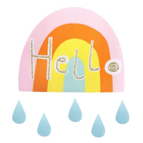 Adesivi per tessuti da stirare 100 % poliestere, Hello rainbow