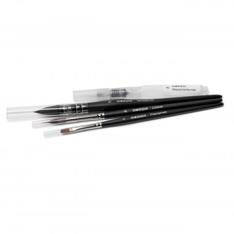 Modulor Watercolour Brush Mix, Set Set of 4 pieces, various varieties, vegan