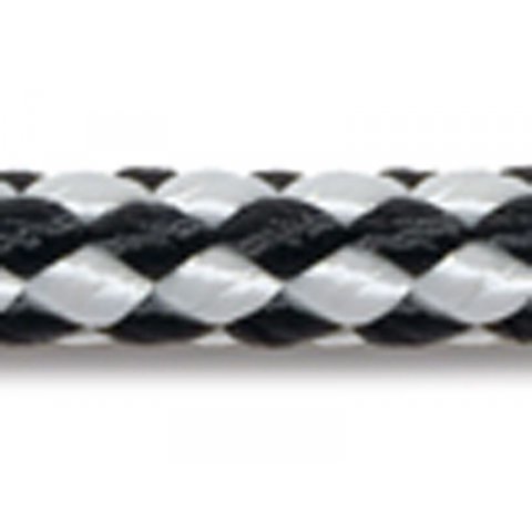 Aramid Flechtseil, dehnungsarm ø 6,0 mm, schwarz-weiß