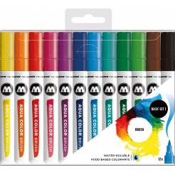 Molotow Aqua Color Brush Marker, 12er-Set, Basic Set 1