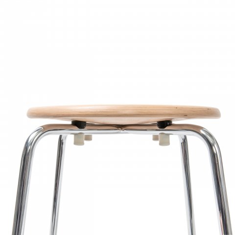 Pocket 412 stool, stackable 460 x ø 350, natural beech, chrome