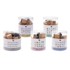 paper poetry wood stamp set, round box