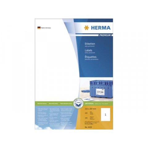 Herma Superprint paper, self-adhesive 210 x 297 A4, white, 100 sheets (4428)
