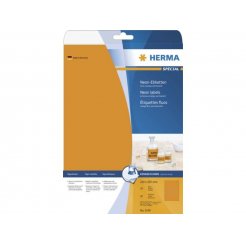 Herma Superprint-Papier, selbstklebend, 210 x 297 DIN A4, neon-orange, 20 Blatt (5149)