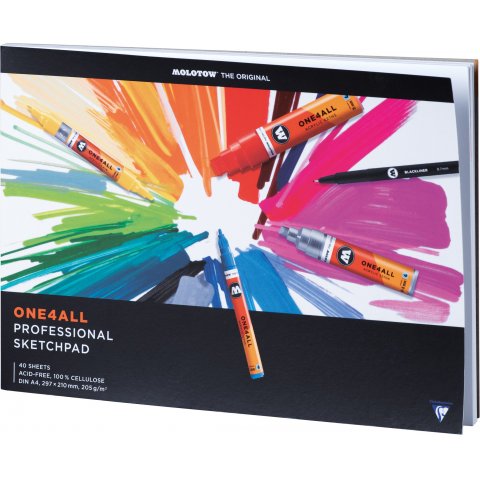 Molotow One4all Professional Sketchpad 210 x 297 mm DIN A4 quer, 205 g/m², 40 Blatt