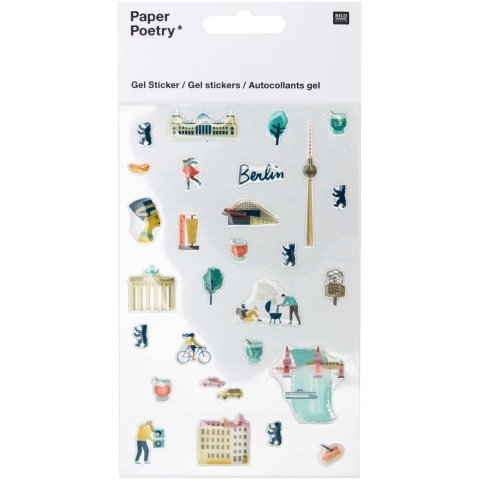 Paper Poetry sticker gel 95 x 190 mm, Berlino, colore trasparente, 1 foglio