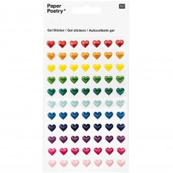 Paper Poetry Gel Sticker selbstklebend, 95 x 190 mm, bunte Herzen, klein