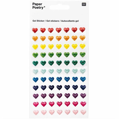 Paper Poetry Gel Sticker selbstklebend 95 x 190 mm, bunte Herzen, klein