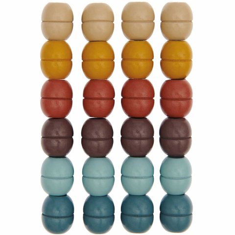 Macramé wooden beads set ø 10 mm, 19 x 22 mm, 24 pieces, earth colors