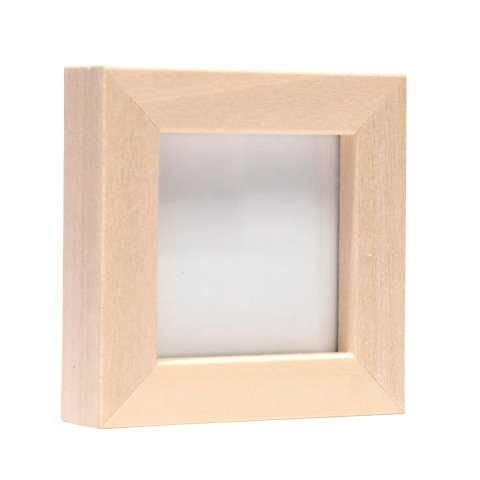 Mini frame hardwood 5 x 5 cm, basswood, with normal glass and rear pan