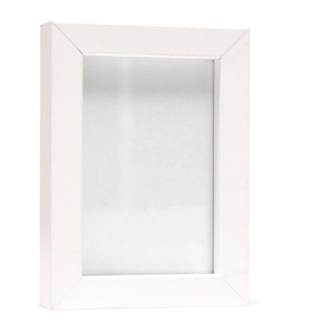 Mini frame hardwood 6 x 9 cm, white, with normal glass and rear panel