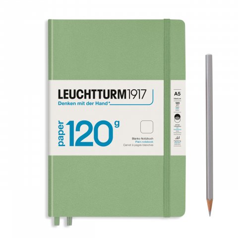 Leuchtturm notebook hardcover edition 120G A5, medium, blank, 203 pages, sage