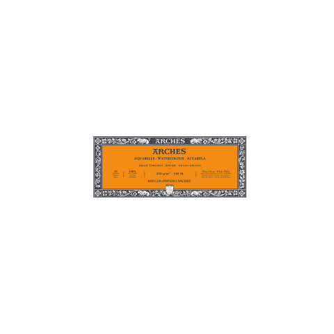 Arches Aquarellblock rau naturweiß, 100 % CO 300 g/m², 100 x 250 mm, 20 Blatt, viers. verleimt