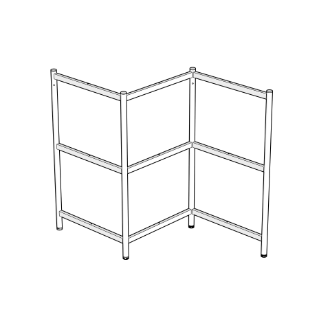 Modulor Regalsystem Z Basisregal 1, für 3 Böden, 935x1100x400mm, weiß
