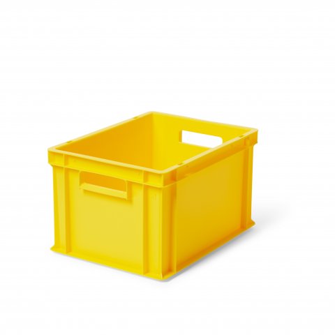 Scatola impilabile gialla, chiudibile a chiave senza coperchio, 235 x 300 x 400 mm (altezza di impilamento 227 mm)