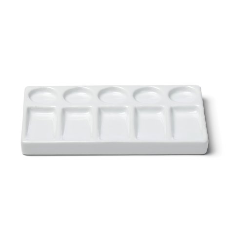 Porcelain palette, white angular, 110 x 195 mm, 5 round and 5 angular cups each