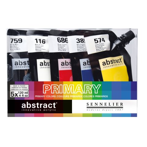 Sennelier Pintura Acrílica Abstracta, Set 5 x 120 ml, colores primarios