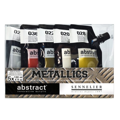 Sennelier Acrylfarbe Abstract, Set 5 x 120 ml, Metallicfarben