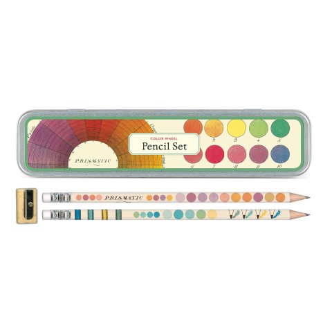 Cavallini Bleistiftset 10 Stück à 2 Designs, inkl. Spitzer, color wheel