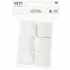 Krepppapier Rollen, b = 3,5 cm, l = 10 m, 6 Stück, weiß
