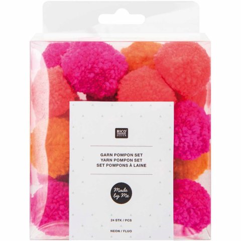 pompon ø 30 mm, 24 pezzi, set neon