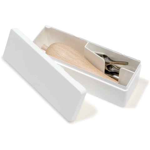 Abig linocut tools set: 5 knives, 1 wooden handle, in plastic box