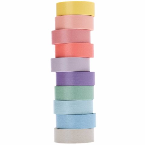 Adhesive Tape Set Paper Poetry w = 15 mm, l = 5 m, 10 pcs, maxi pastel