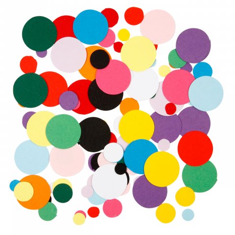 Paper cuttings 180 g, ø 10 + 15 + 20 mm, coloured, round