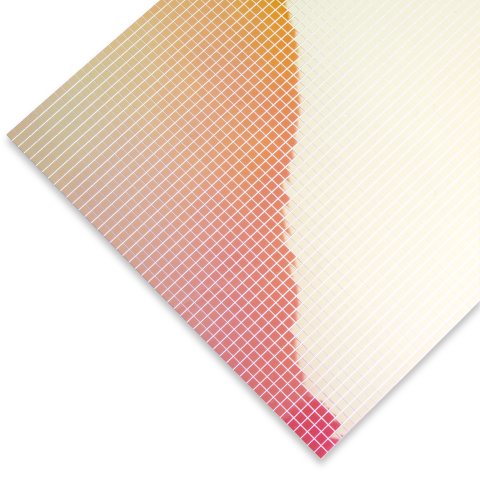 Polistirene  a specchio, autoadesivo, quadrati 5mm rosa iridescente/giallo 1,2 x 245 x 490 mm