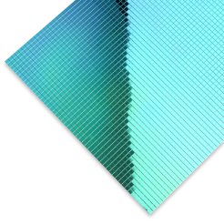Polistirene  a specchio, autoadesivo, quadrati 5mm, verde iridescente/blu 1,2 x 245 x 490 mm