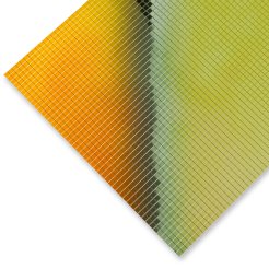 Polistirene  a specchio, autoadesivo, quadrati 5mm, arcobaleno iridescente 1,2 x 245 x 490 mm