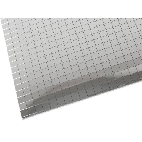 Polystyrol Spiegel selbstklebend, Quadrate 10 mm silber verspiegelt 1,2 x 245 x 490 mm