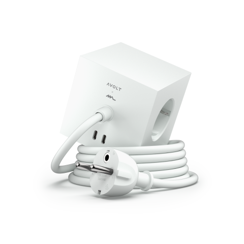 Avolt Square 1 Multiple Socket USB-C & Magnet 2 x USB-C 5 V 30 W, 3 x 230 V, cable 1.8 m, white