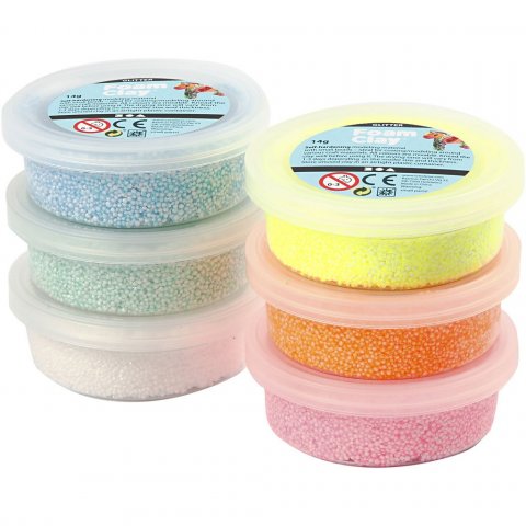 Foam Clay Set 6 x 14 g, lufttrocknend, Glitter Pastellfarben